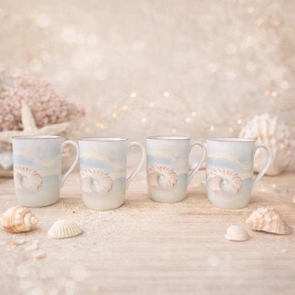 Otagiri Other - Otagiri Nautical Shell Mug Set - Blue and Cream